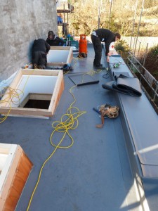 Roof membrane applied